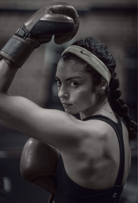woman with boxing gloves
